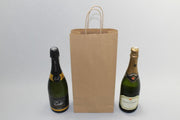 Draagtassen voor Flessen Bruin 18x8x39cm + kartonnen bodem Kraft papier 110 g/m (50 stuks)