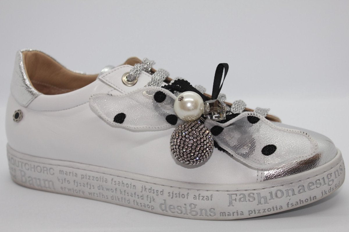 Tuffoni dames gymp - wit - zilveren neus - accessoires- leer - maat 39