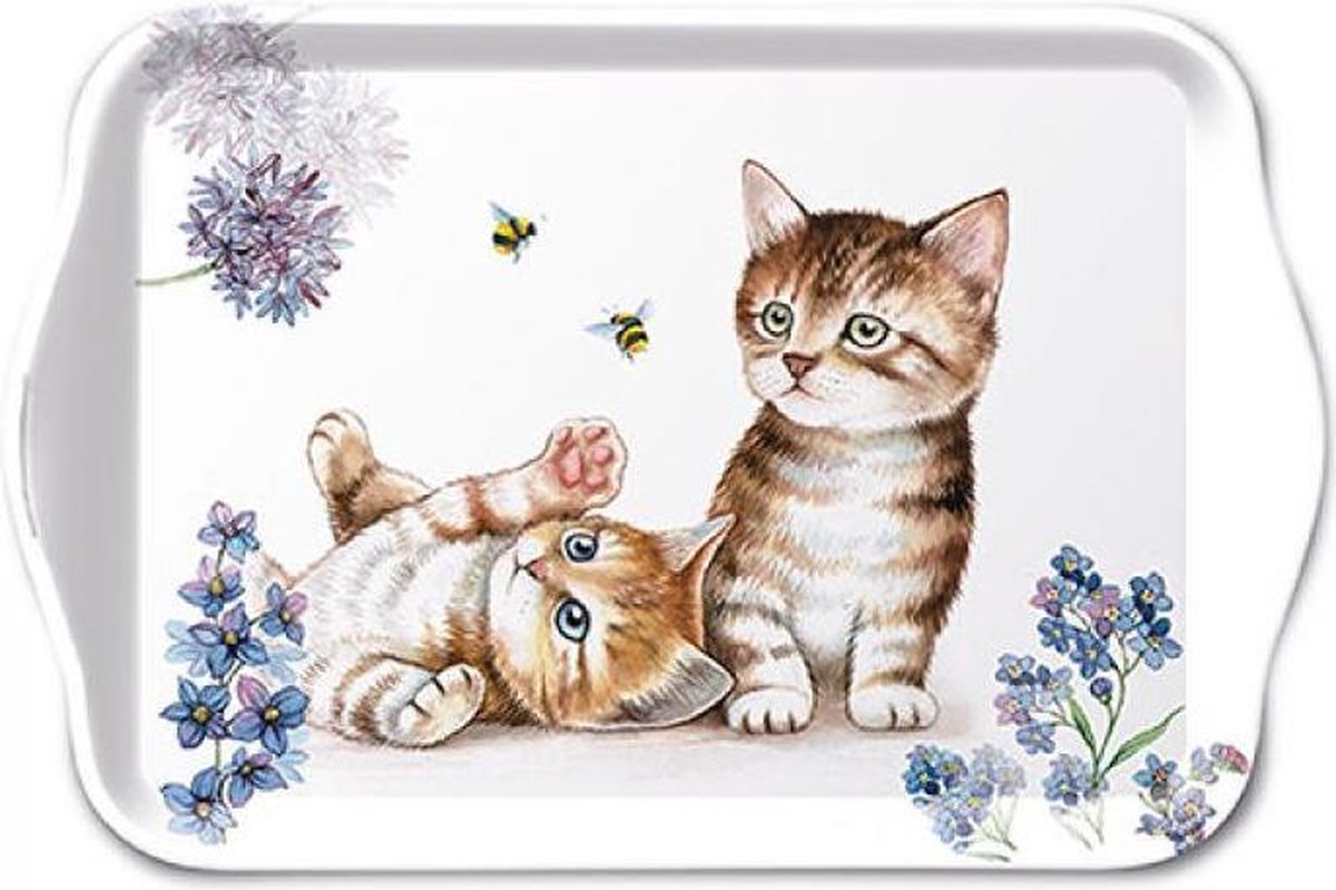 Tray Melamine 13X21cm Cats And Bees