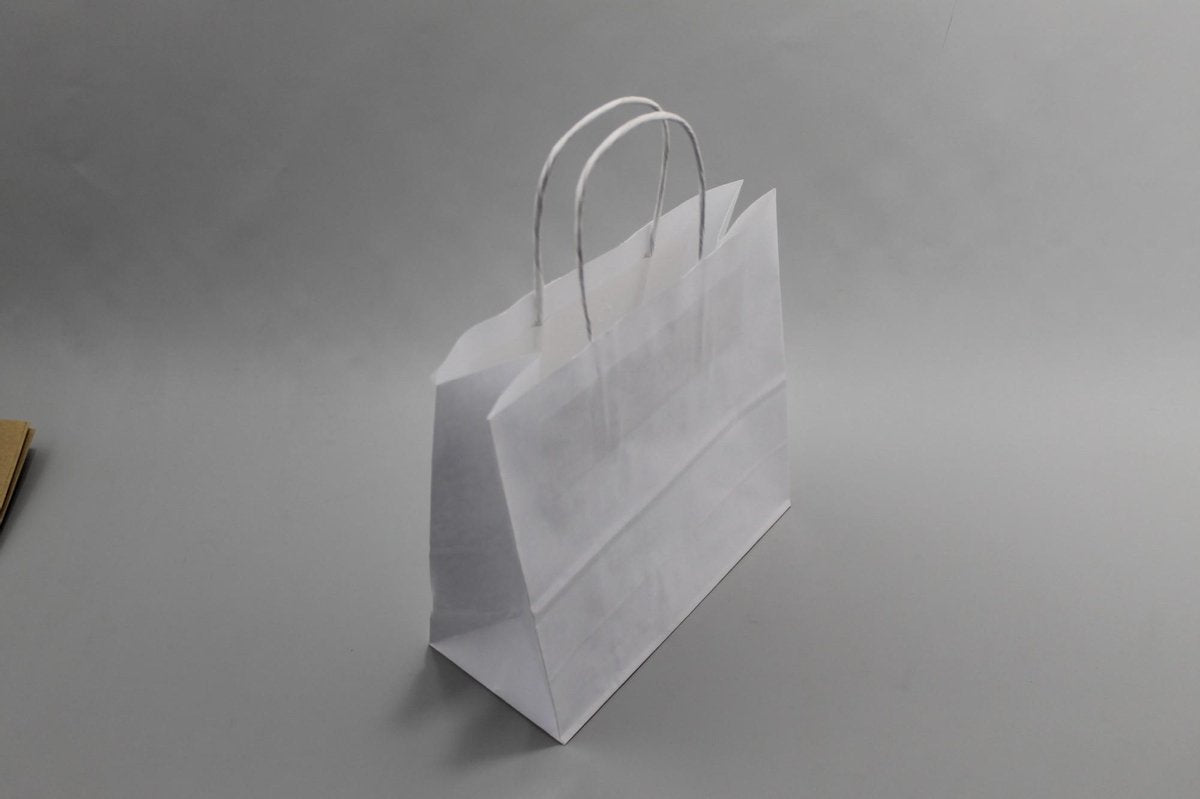 Draagtassen Papier Wit 45x17x48cm Kraft 100 g/gm met gedraaid handvat (50 stuks)
