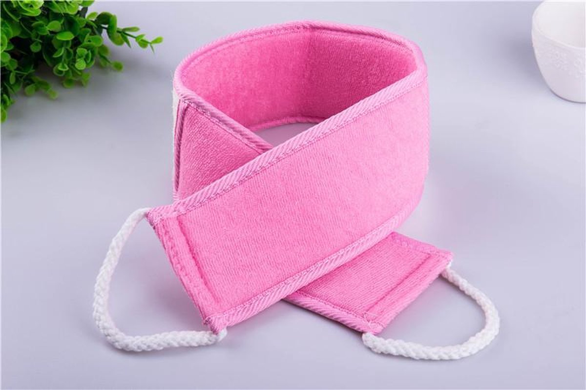SkinCleanAndCo -Loofah baddoek - Loofa - Lichaamsborstel - Badspons - 8*68 cm- Rose
