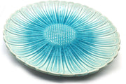 Presenteerschaal - Bord- Bloemvormige schaal - Handgemaakt en geschilderd - Turquoise 30 cm