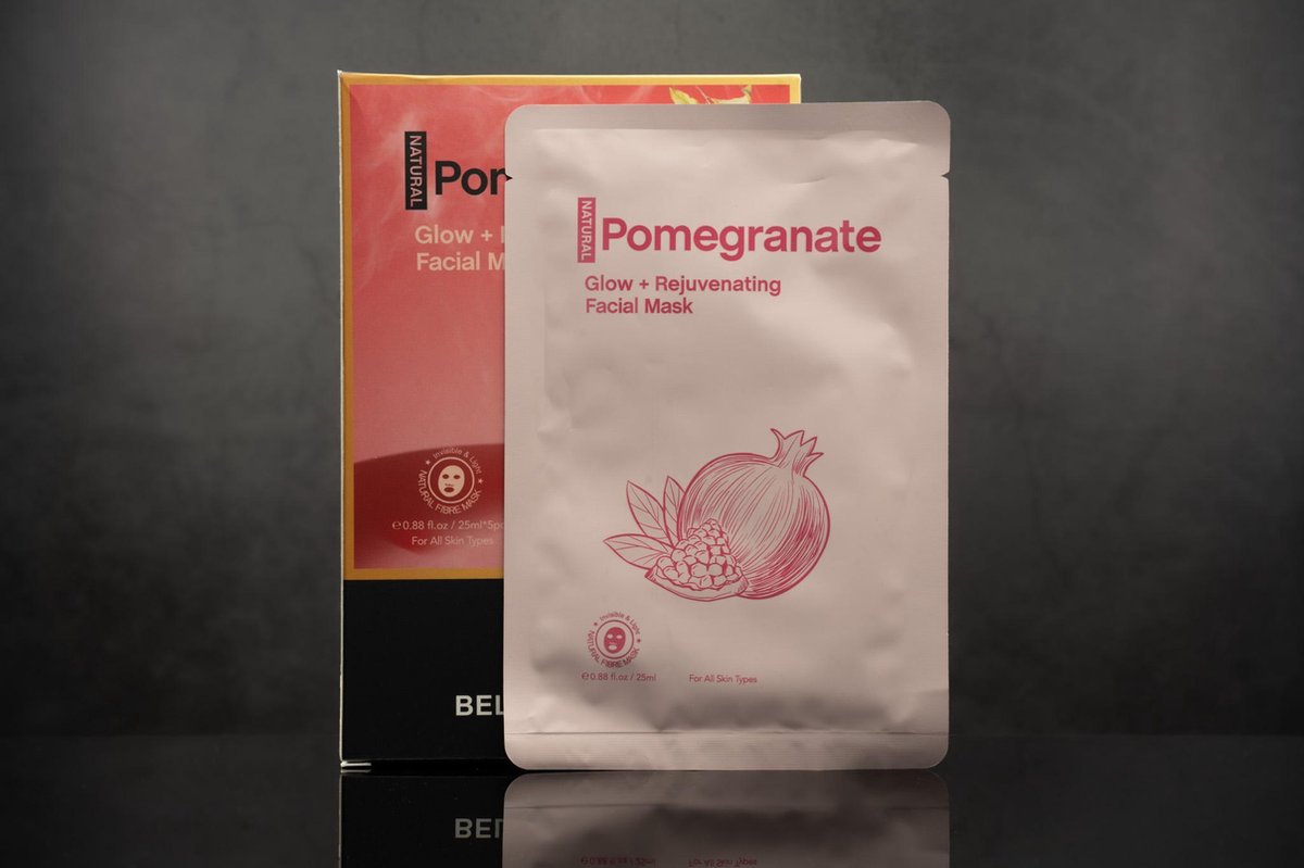 Bellezzastyle: Face Mask - Pommegranate Glow + Rejuvenating 5-pack