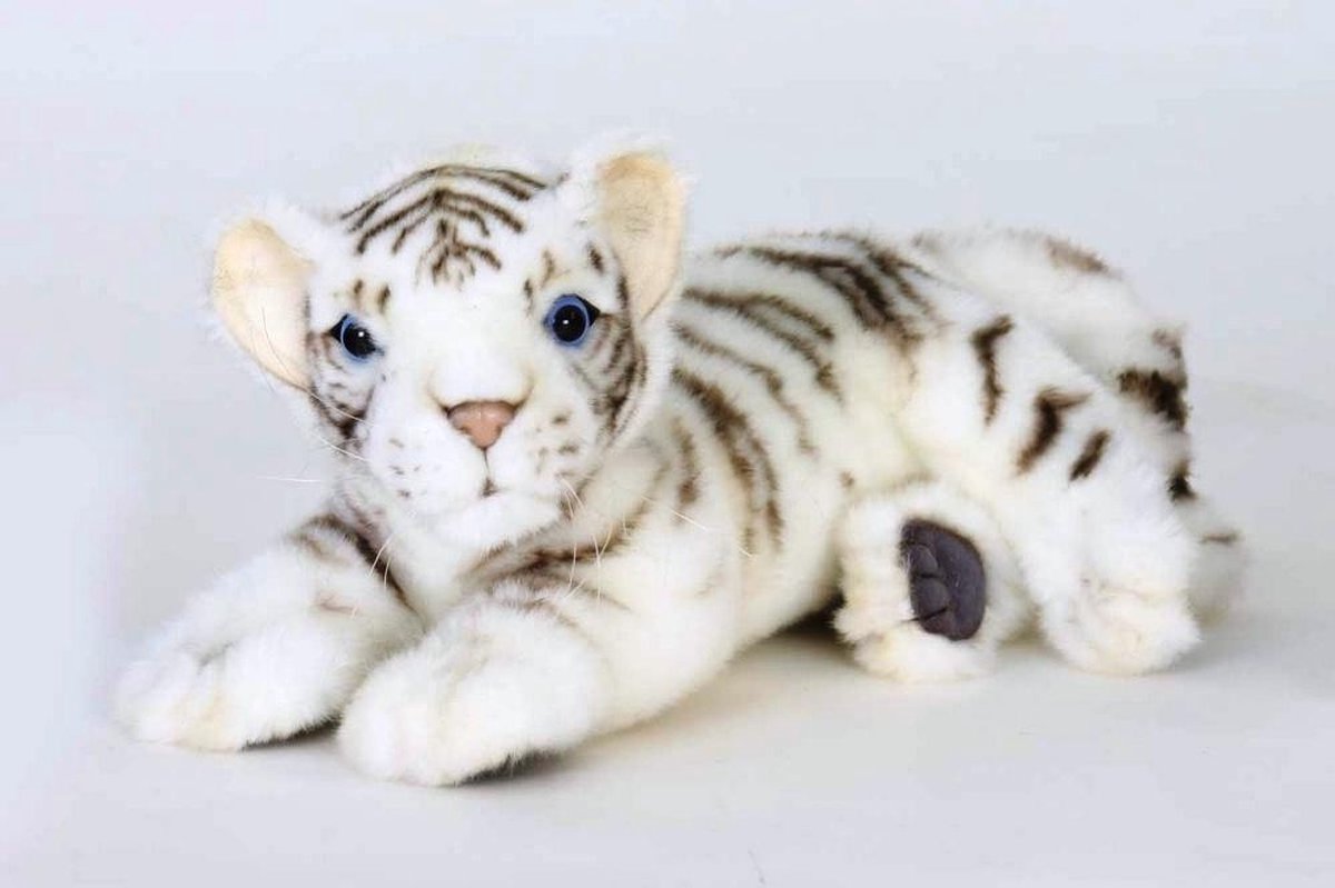 Witte Tijger Knuffel liggend 