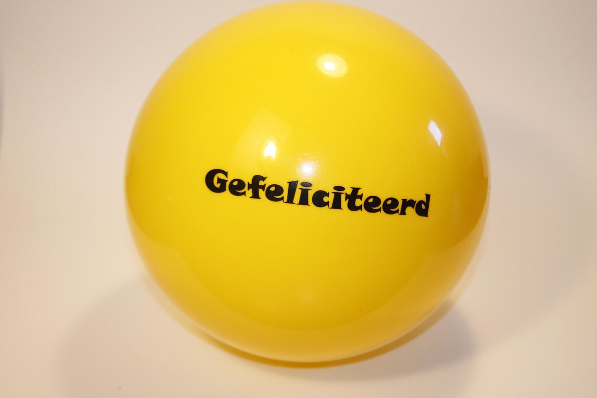 BAL cadeau geel met print Gefeliciteerd