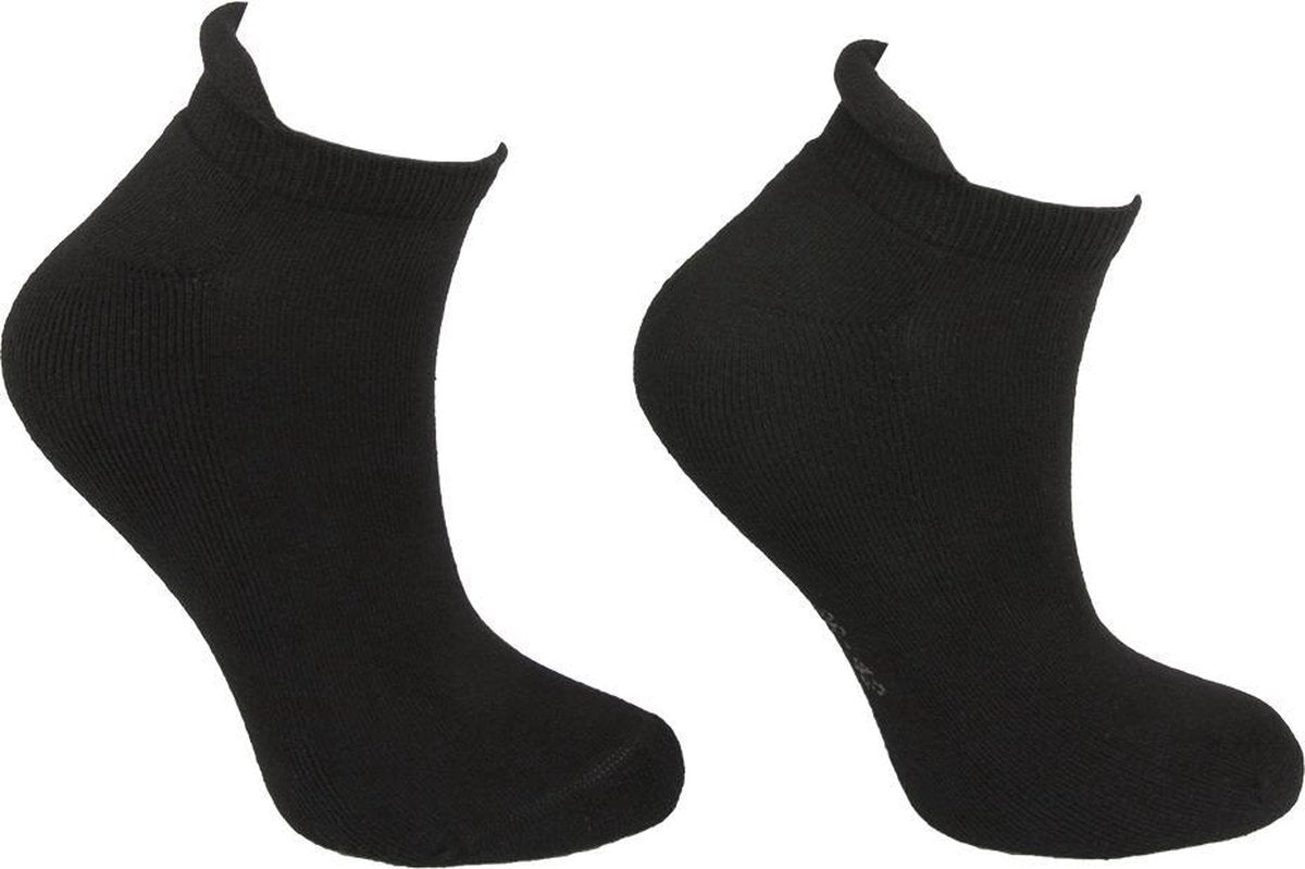 6-Pack Soga Badstof Gevoerde Basic Sneaker Sokken Dames en Heren Zwart - Maat 40-46