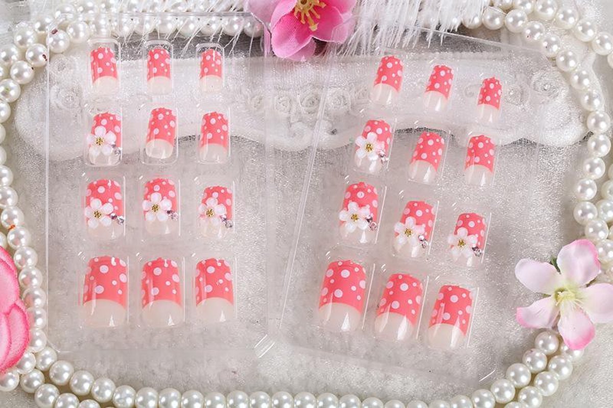 24-delige kunstnagel Art-decoratieset. Roze