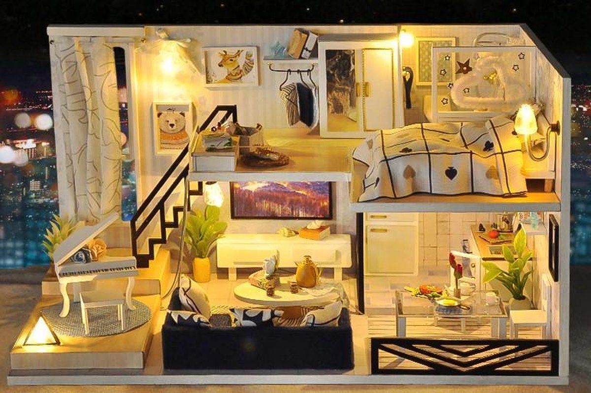 Miniatuur - Modern appartement met piano - Time shadow