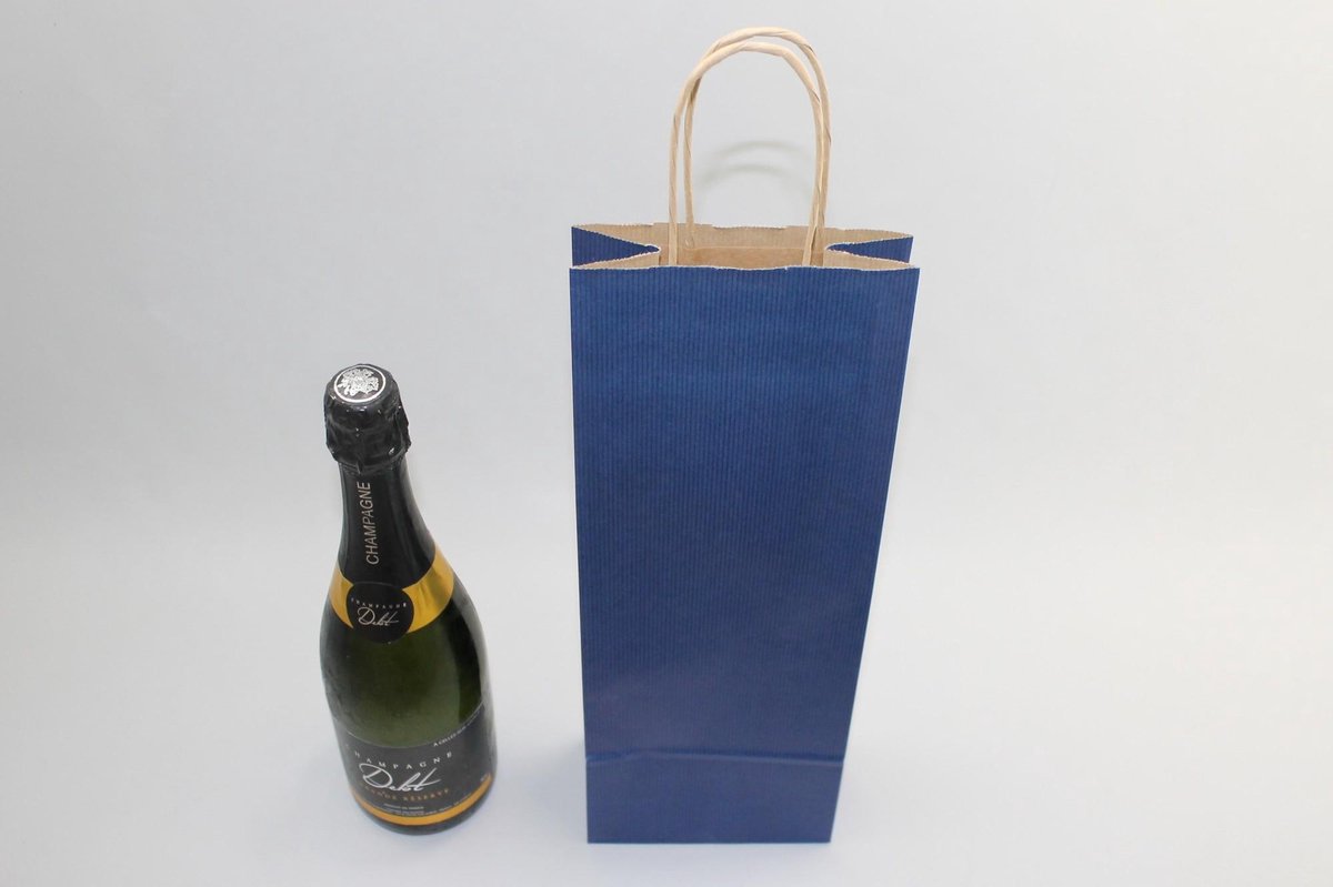 Draagtassen voor Flessen Donkerblauw 14x8x39cm Kraft papier 110 g/m (50 stuks)