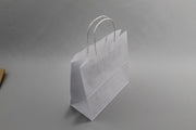 Draagtassen Papier Wit 22x10x31cm Kraft 90 g/gm met gedraaid handvat (50 stuks)