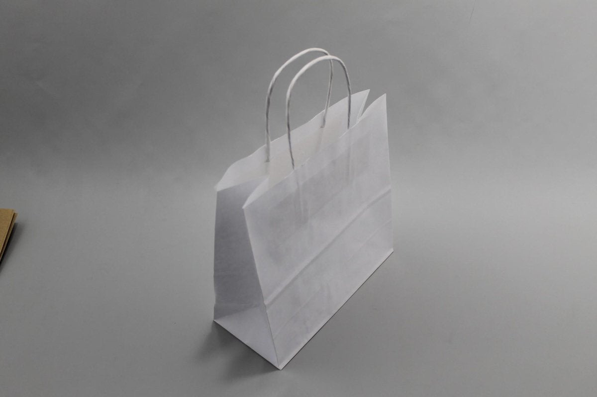 Draagtassen Papier Wit 22x10x31cm Kraft 90 g/gm met gedraaid handvat (50 stuks)
