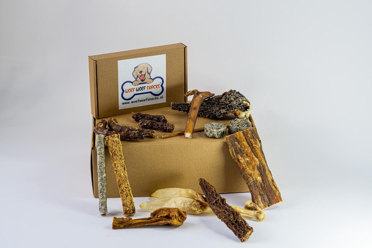 Woef Woef Snacks - Snackbox Pup/Kleine Hond - 100% Natuurlijk - Variërend - Heerlijk & Gezond