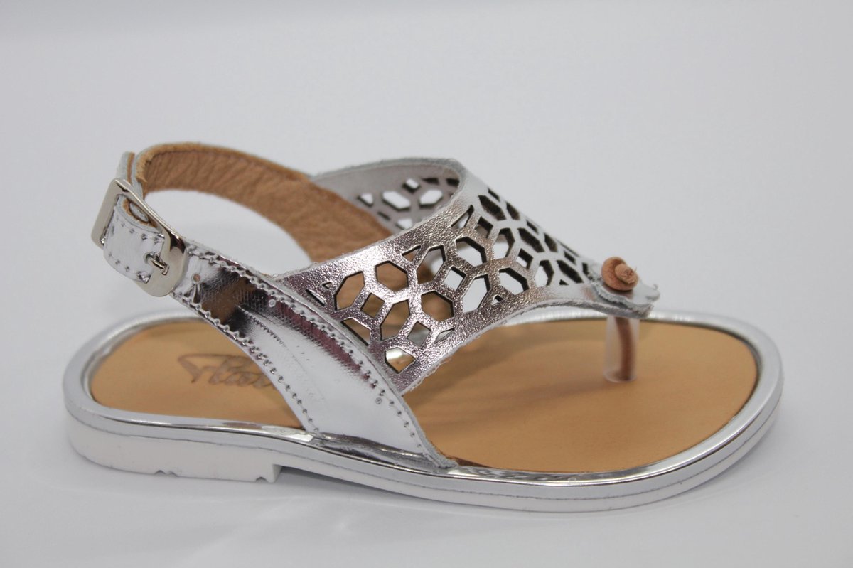 Platis teensandaal meisjes - zilver - leer - mt 26