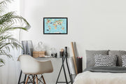 Wereldkaart Kinderen - Dieren - Kind - Schoolplaat - Kinderkamer - 30x20 cm