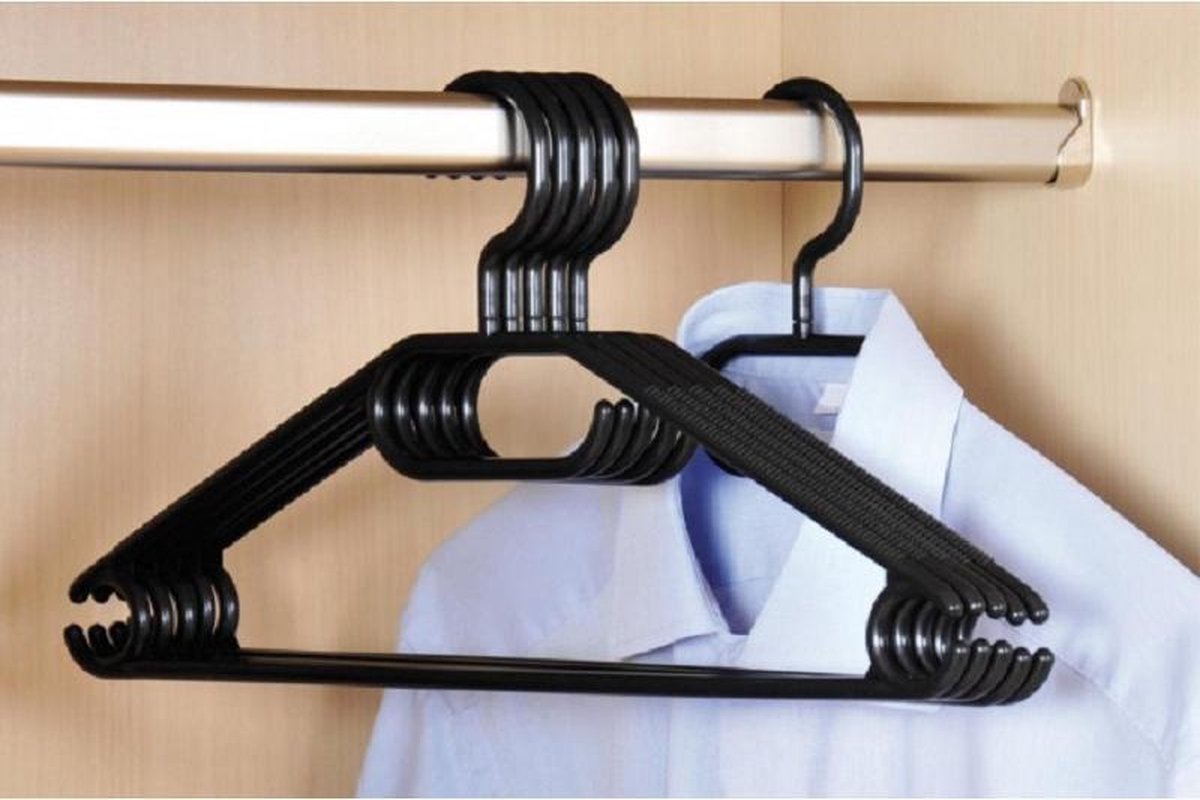 6 STUKS Kledinghangers Zwart | Broeklat | Kunststof klerenhanger | Broekhanger | Kleur: ZWART | Pak van 6 Stuks