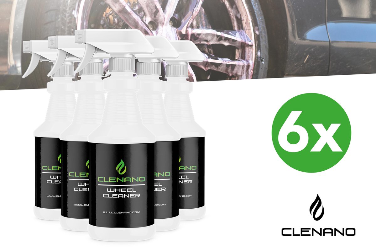 Velgenreiniger Clenano Active Foam 6x 1 liter Voordeelpack  - PH Neutraal - Verwijdert tot zeer hardnekkige vervuiling - Veilig voor alle velgen - Schoonmaken zonder borstelen - kleurt paars - beschermde werking