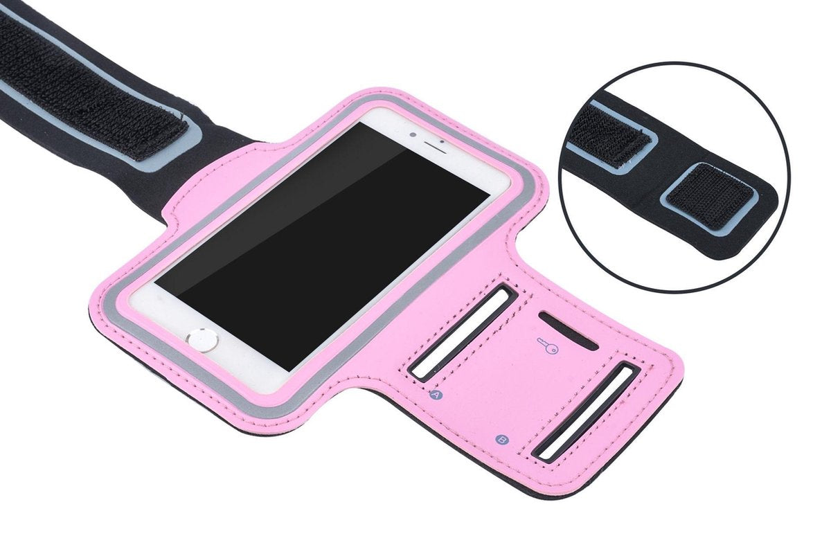 Sportarmband XL tot 6.5 inch scherm oa geschikt voor iPhone 6/6s/7/8 Samsung s7/s8/s9 Huawei p10 - Roze