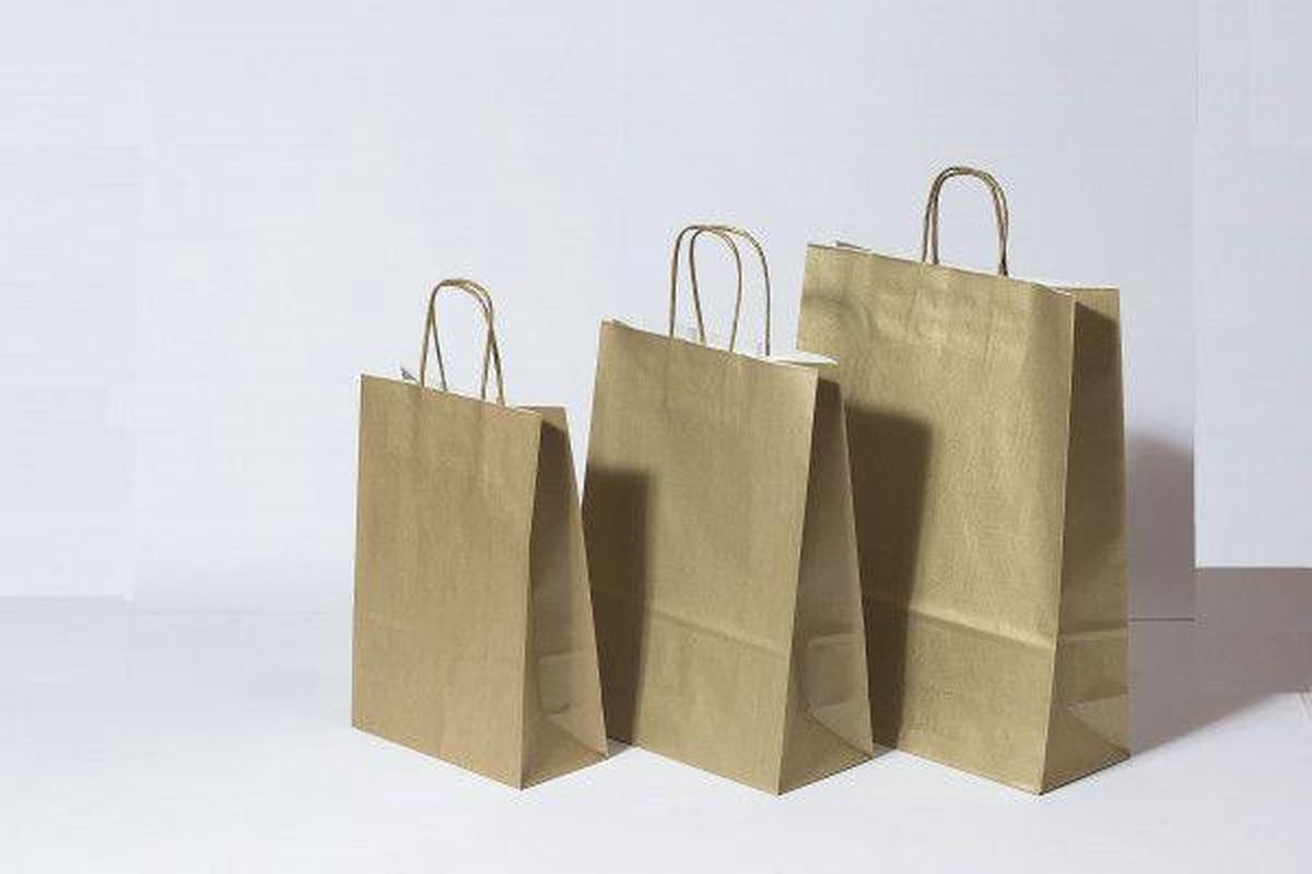 Papieren Draagtassen Goud 220+100x310mm - 50 st