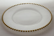 Kristal serveerbord met gouden parels