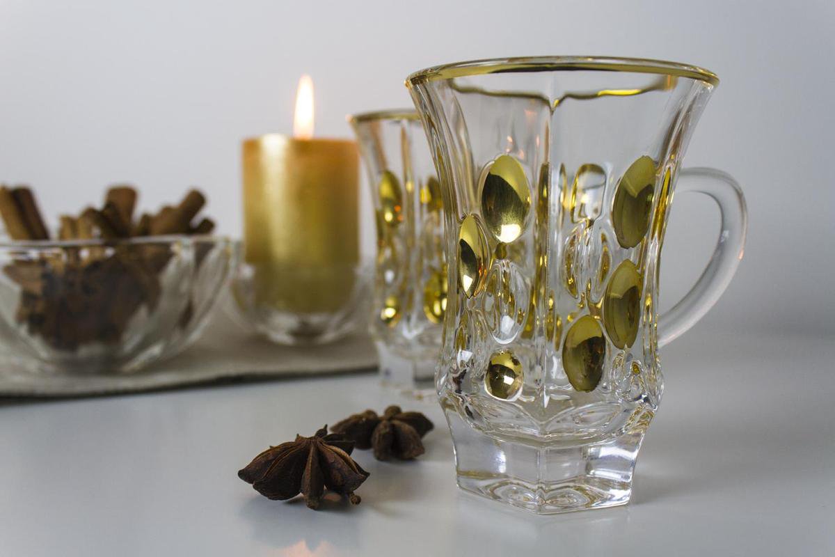 Theeglazen met goud decoratie 6stuks