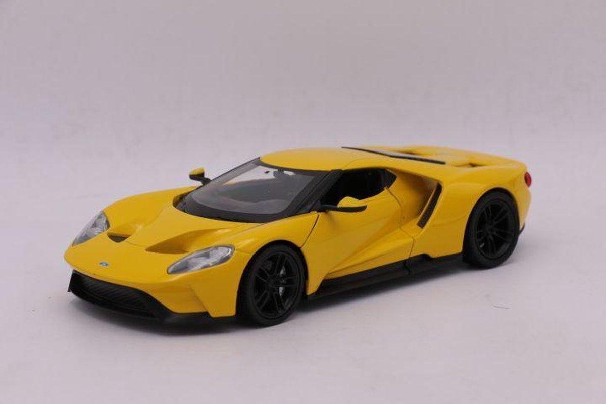 2017 Ford GT (Geel) (22cm) 1/24 Welly - Modelauto - Schaalmodel - Model auto - Miniatuurautos - Miniatuur auto