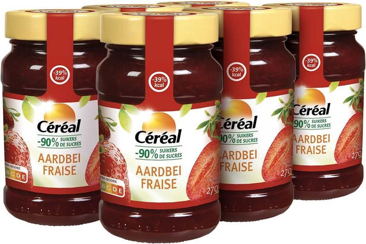 6x Cereal Jam Aardbeien 270 gr