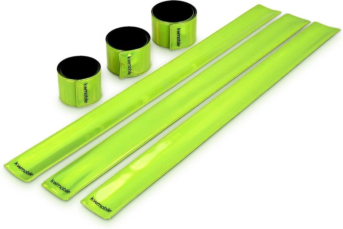 kwmobile reflecterende banden - Set van 6 lichtgevende armbanden - Reflectorband voor hardlopen