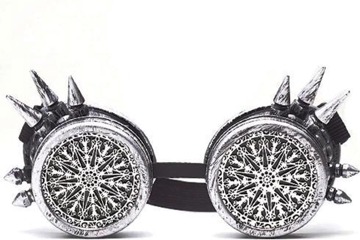 Steampunk goggles zonnebril - zilver mandala - bril burning man rave