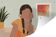 Tuindecoratie Vrouw - Jurk - Zomer - 60x40 cm - Tuinposter