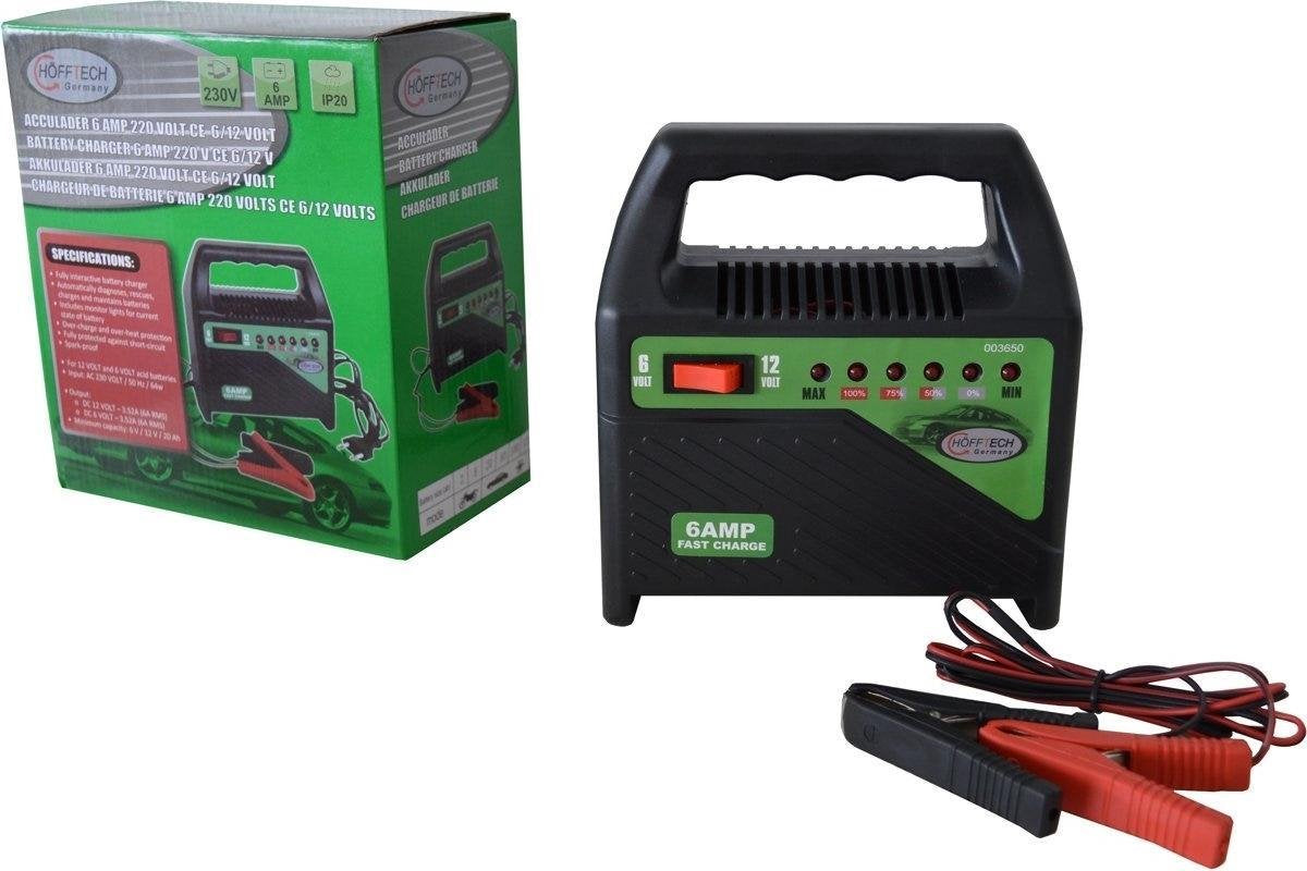 Hofftech Acculader Accu's 6 Volt / 12 Volt - 2/4 Ampere 220 Volt CE Goedgekeurd