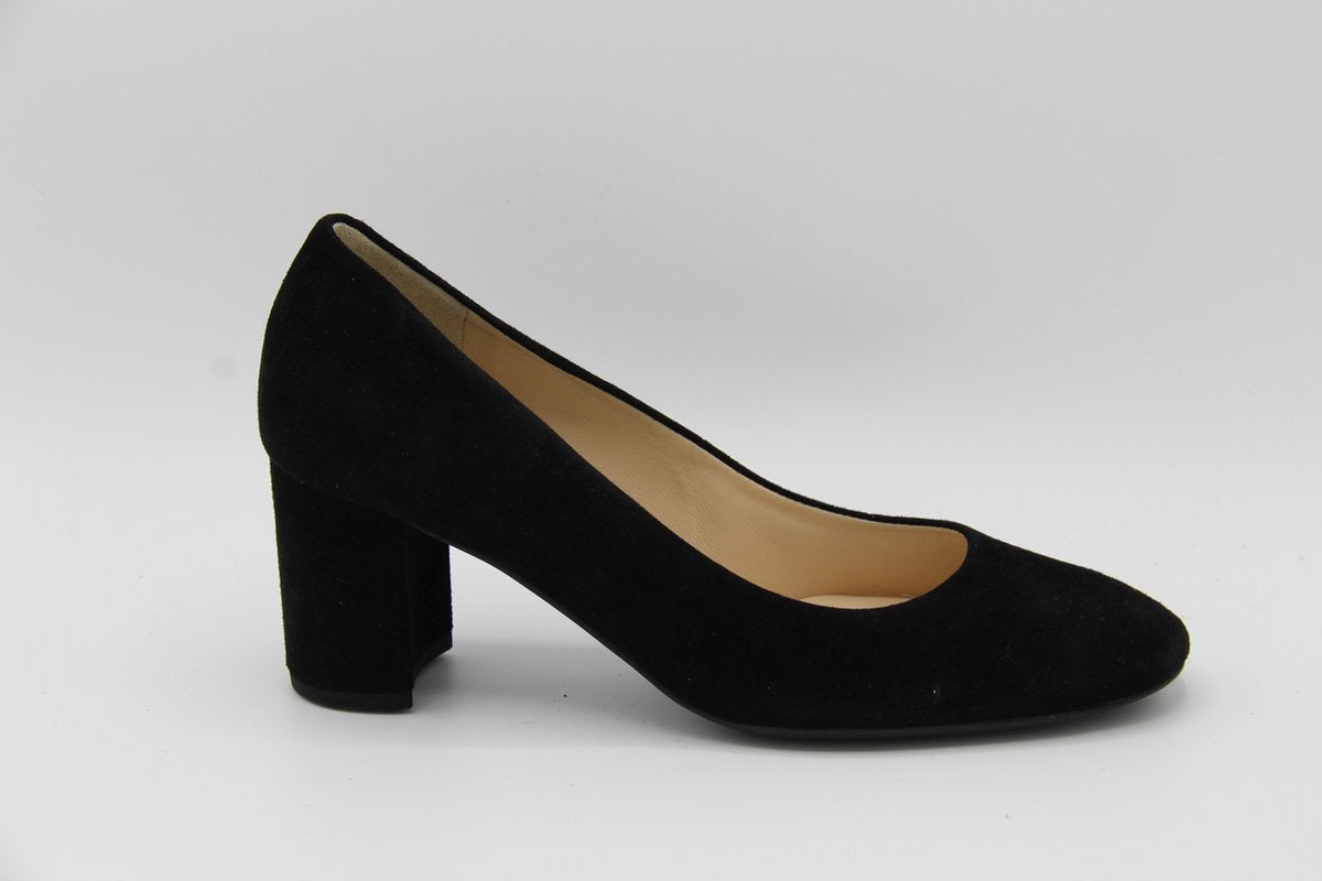 0- 18- 5002 zwart suede pump blokhak- maat 36