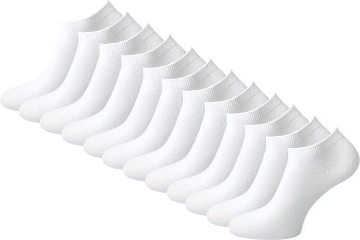 12 paar Sneakersokken - SQOTTON - Naadloos - Wit - Maat 43-46