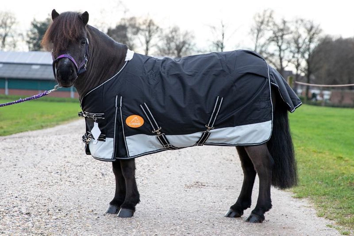 G-Horse | Outdoor Regen/Winter deken | 100 gram | 105 cm | Zwart/grijs