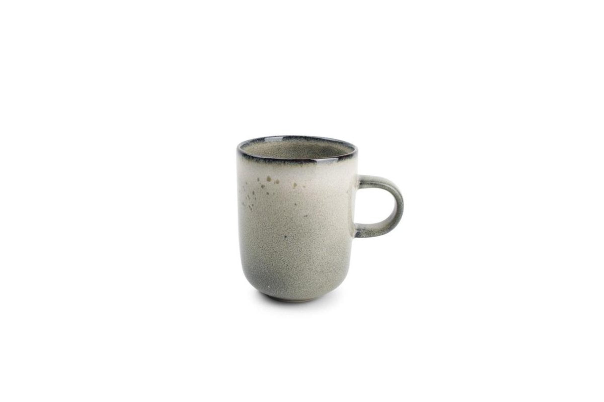 Meridiaan Beker met oor grijs/groen. Per set van 4