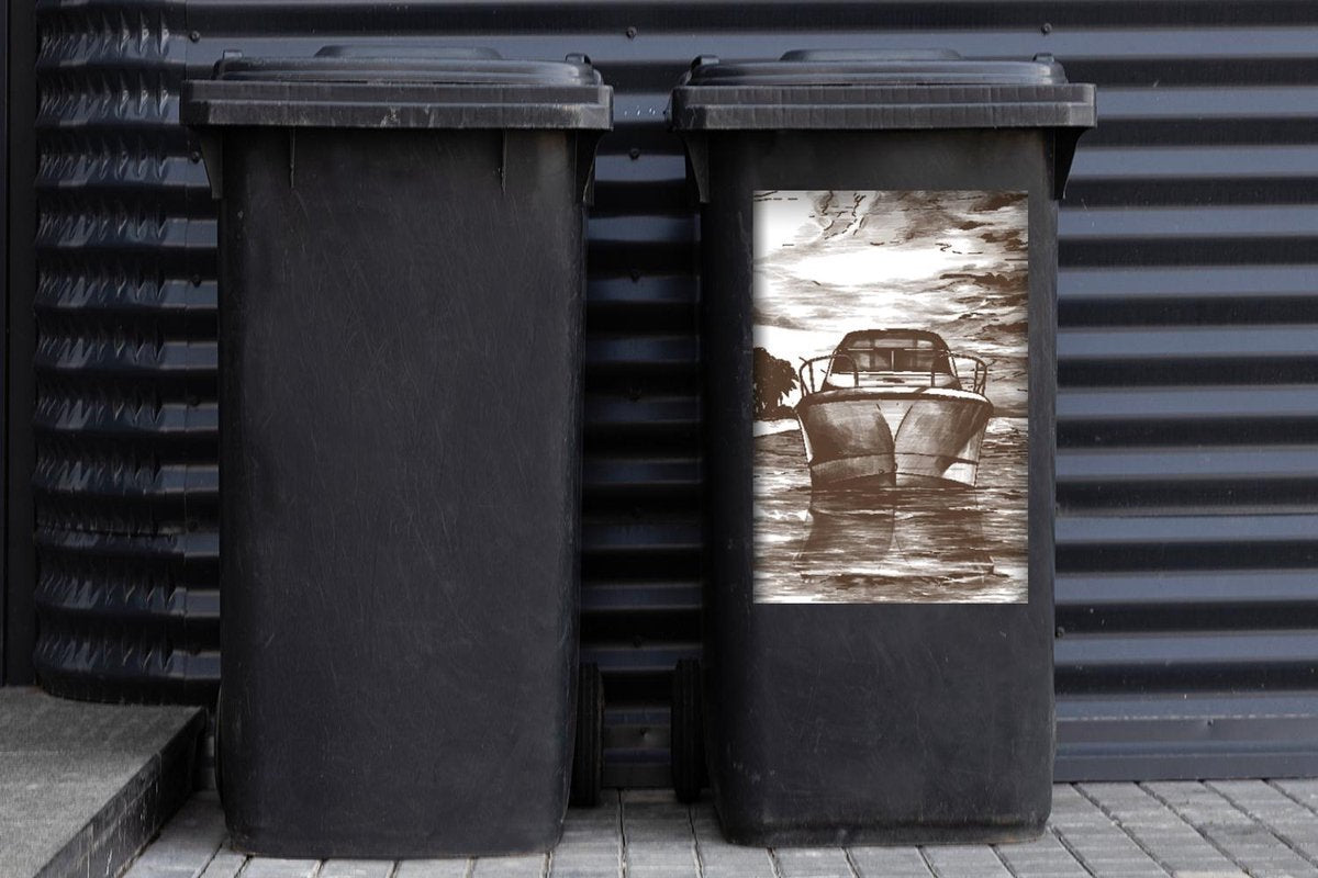 Container sticker Boot - Lucht - Zwart - Wit - 40x60 cm - Kliko sticker