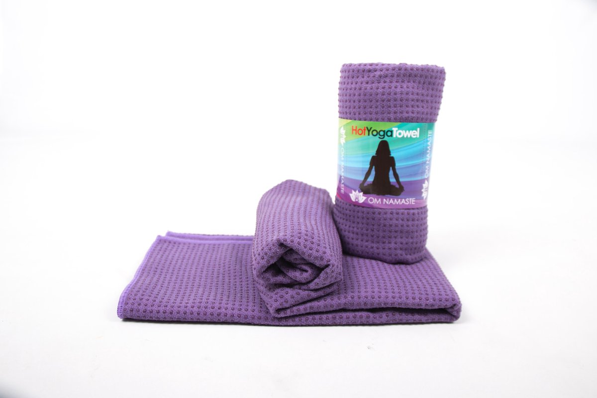 OM NAMASTE HOT-YOGA-TOWEL - YOGAHANDDOEK PAARS - GRATIS VERZENDING!!