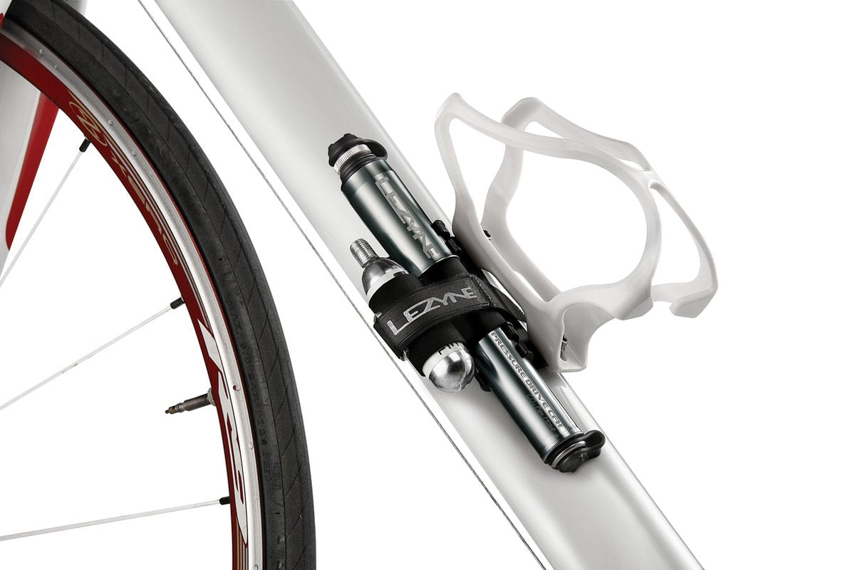 Lezyne Drive CFH - Minipomp + CO2 patroon - Aluminium - Presta/Schrader Ventiel - Zilver