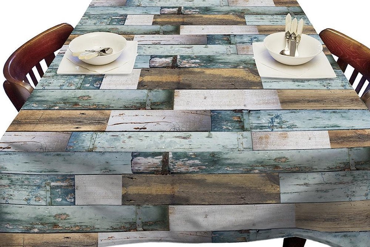 Tafellaken-Tafelkleed- Woody blue - 140x250 cm