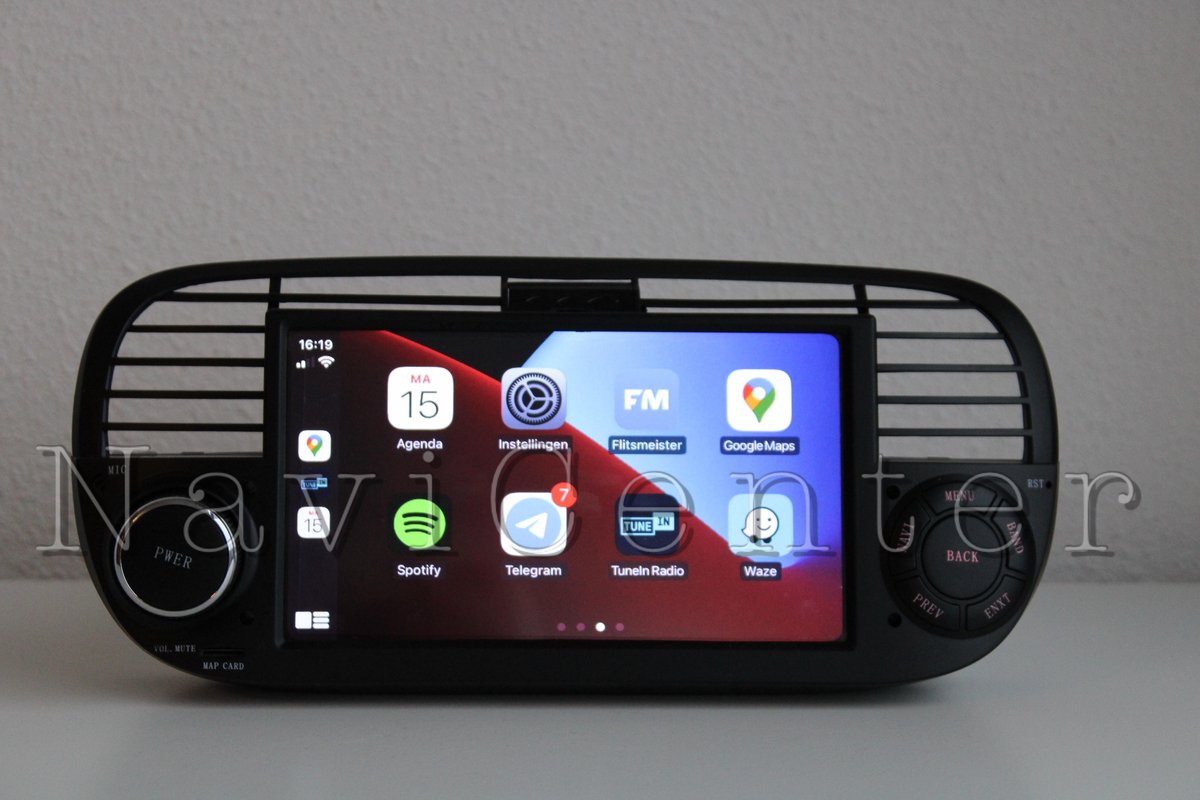 Fiat 500 2007-2015 Android 10 navigatie ingebouwde CarPlay 2+16GB Bluetooth USB WiFi ZWART