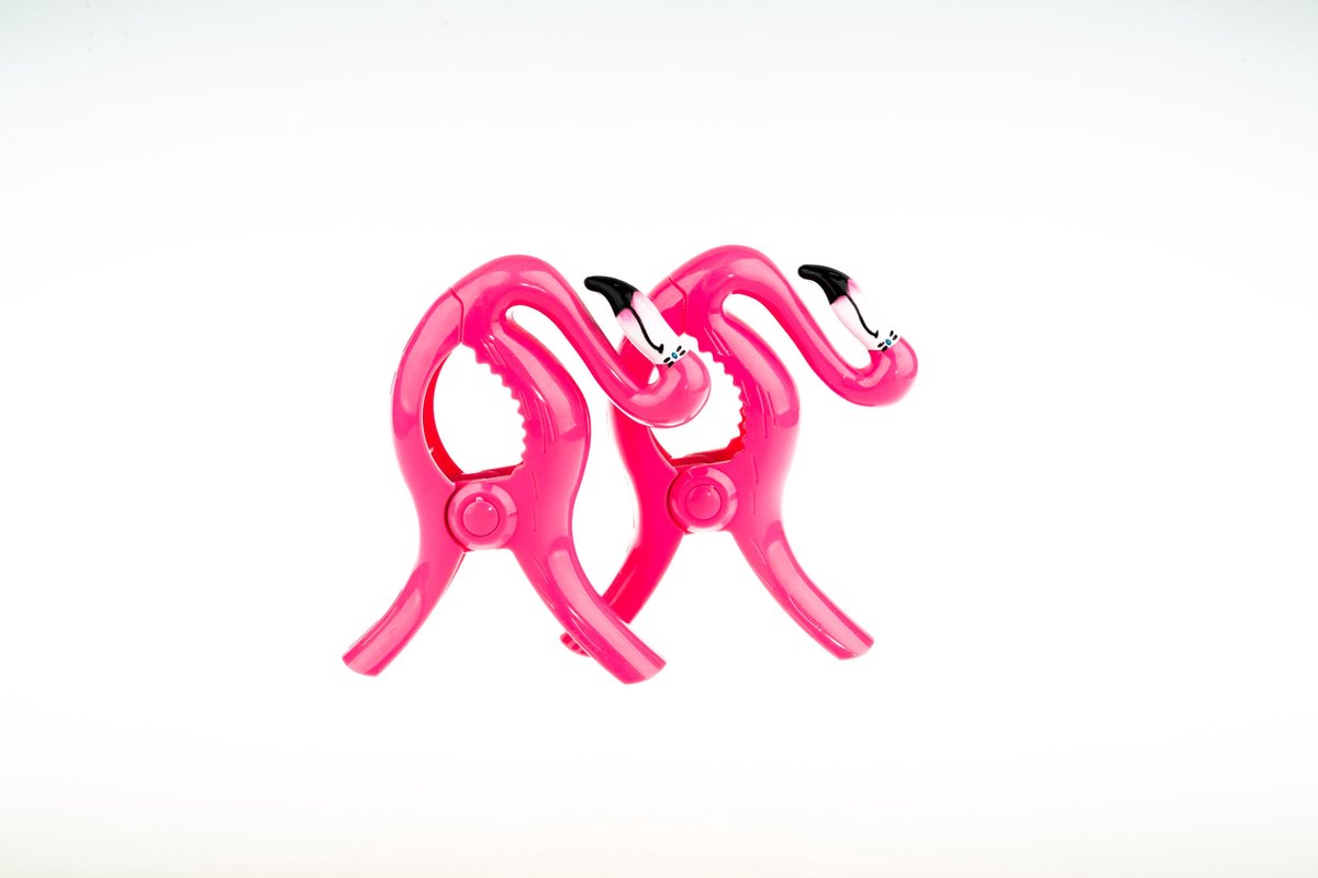 Handdoek clips - Clips - Handdoekknijpers - Grote wasknijpers - Badlaken knijpers - Strandlaken knijpers - Handdoekknijpers groot - Flamingo - 2 Stuks