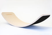 Wobbel Original Zwart - Linnen / whitewash houten balance board van 90 cm met zwart wolvilt