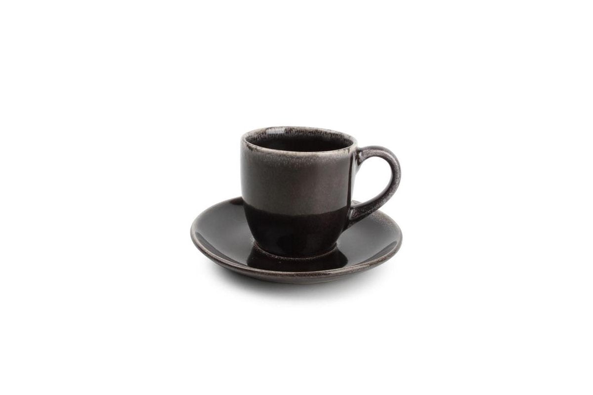 S&P - ARTISAN  - Black - Kop en Schotel - 22 cl - Set van 4