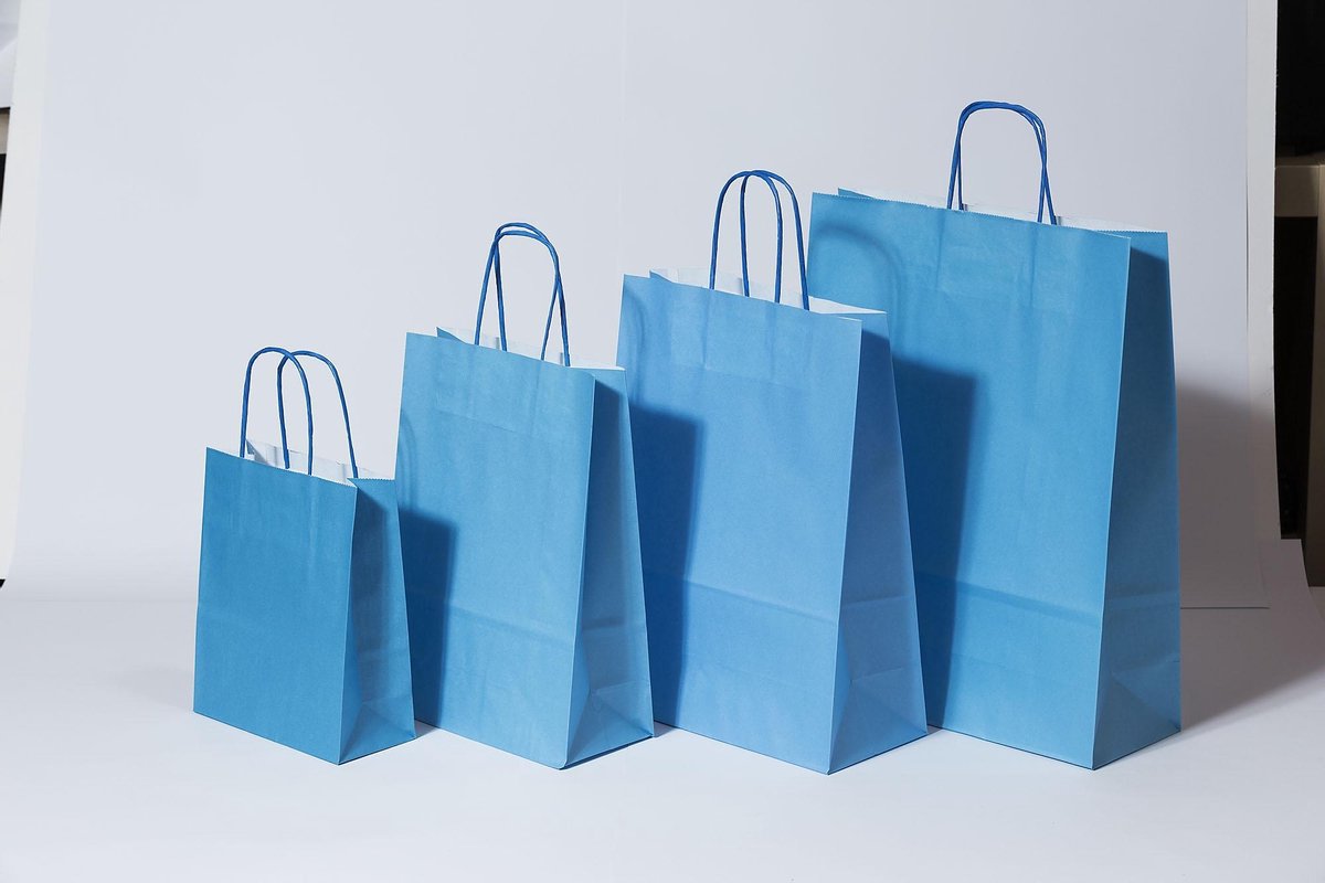 Papieren tas blauw 22+10x31 cm 50 stuks -  Bol.com