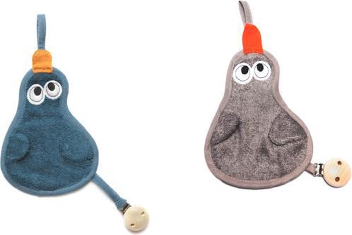 Timboo set van 2 - Fopspeendoekje Bamboo – Tutdoekje - Eend – Knuffeldoekje – 2 Stuks - marin + antracite
