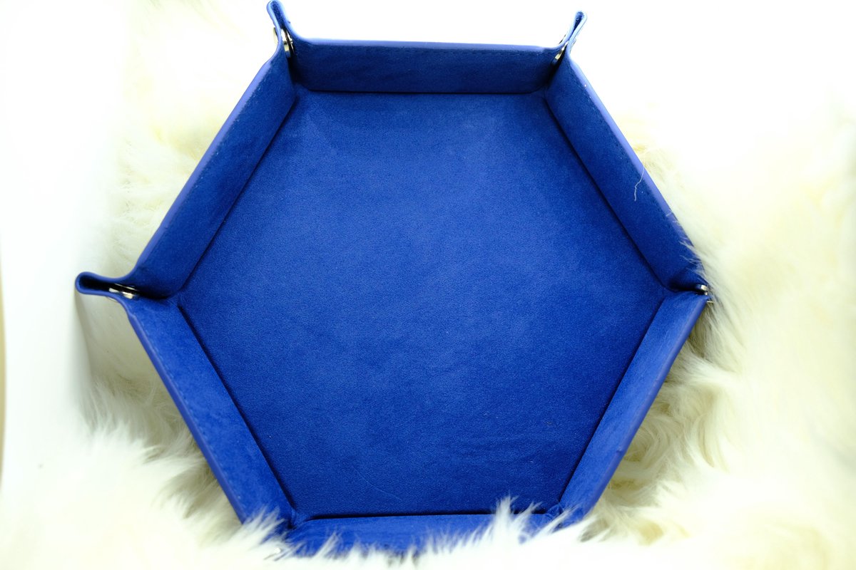 Dice Tray | Dobbelstenen Bakje - Donker Blauw en Donker Blauw| Velvet en Leer met Drukknoopjes | Voor D&D en Andere Rollenspellen | Dungeons and Dragons | Dobbelstenen Bak | Rollen Dobbelstenen | Dobbelsteenbak | Dice Rolling Tray