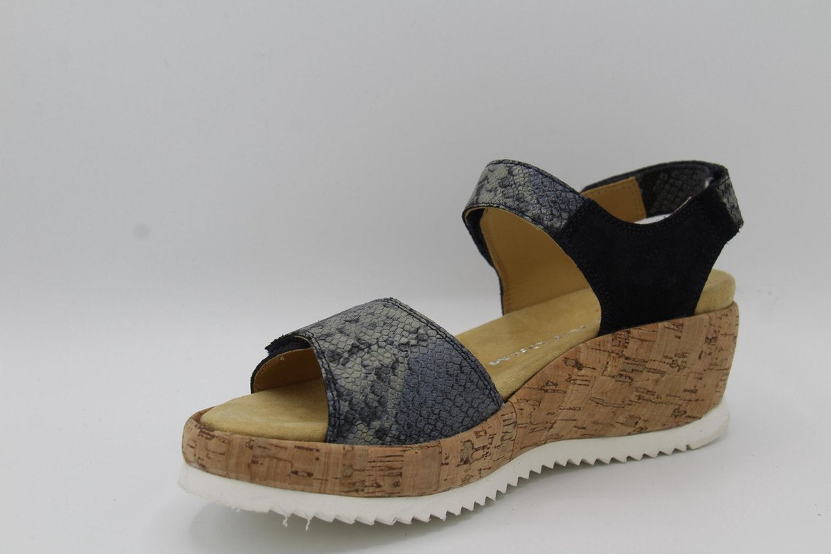 Helioform.771.001.0405 Sandaal- kurk- Blauw combi- H- maat 4 ( 37)