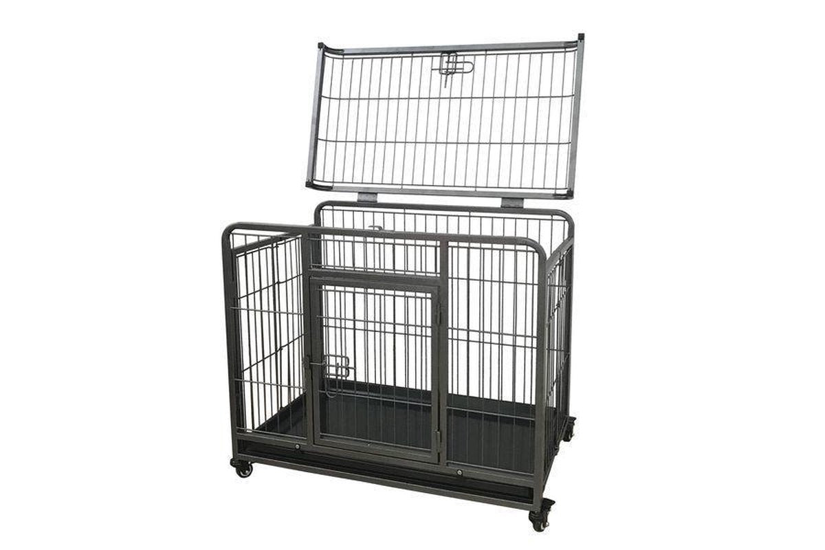 Topmast Heavy Duty Hondenbench Opvouwbaar 108L×71W × 78H CM + Wielen