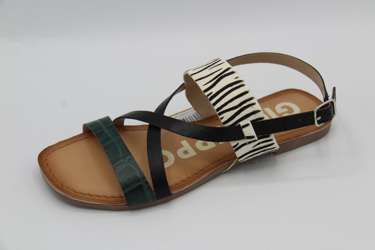 Gios eppo- sandalen- dames- star 62946- zwart groen zebra- maat 38
