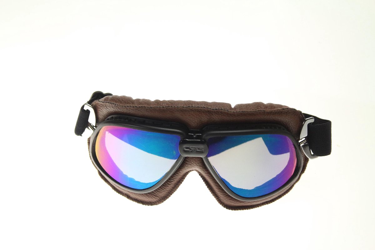 Classic zwart bruine motorbril multi kleur glas