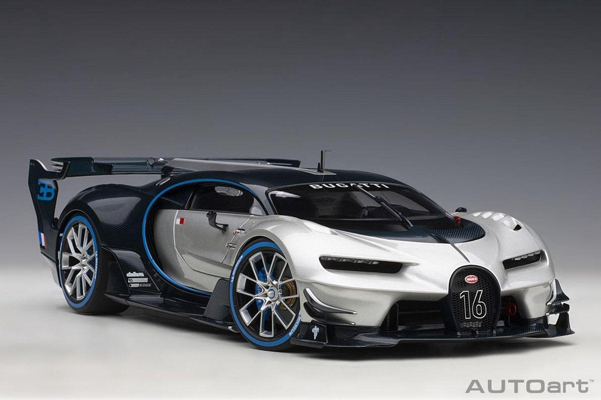 AutoArt 1/18 Bugatti Vision GT - 2015 "Argent Silver/Blue Carbon"